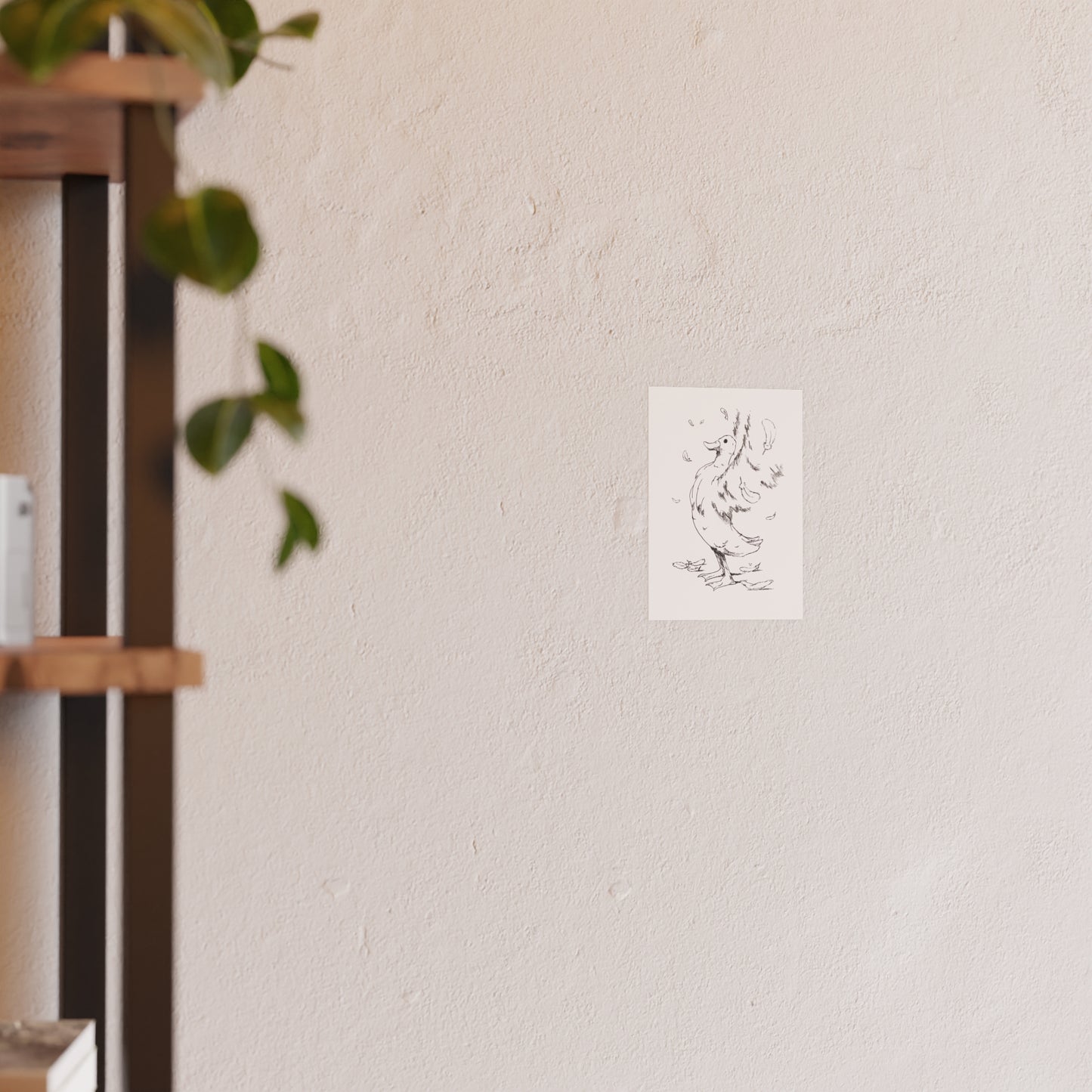 Duck Sketch Poster — Black & White Ink Duck Flapping Wings (Satin/Matte)