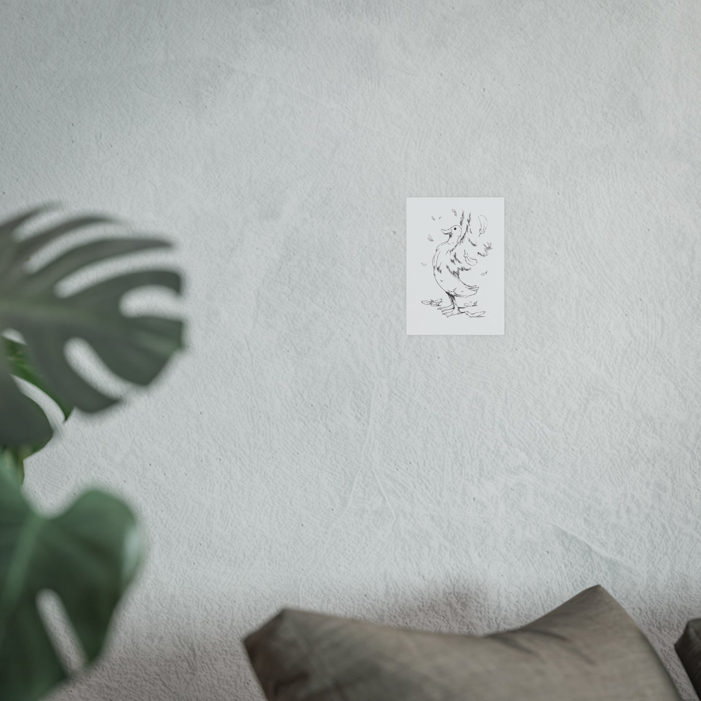 Duck Sketch Poster — Black & White Ink Duck Flapping Wings (Satin/Matte)